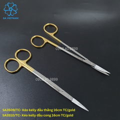 Kéo Kelly đầu thẳng/ cong 16cm TC/Gold