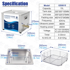 Máy rung rửa siêu âm  Ultrasonic Cleaner 15L - GS0615