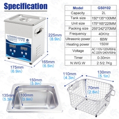 Máy rung rửa siêu âm Ultrasonic Cleaner 2L - GS0102