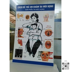 Tranh Cách bế trẻ em khám tai mũi họng (giải phẫu tai mũi họng)