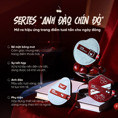 Bộ bông phấn đa năng Amortals phiên bản Cherry Series, (gồm 6 Bông phấn lớn + 3 Bông phấn mini + 1 Hộp đựng + 1 Túi vải nhung)