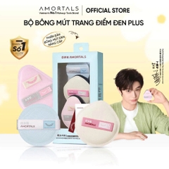 Bộ Bông Mút Trang Điểm Amortals Original Series Black Plus Foundation Puff Set (1 Bông phấn phủ+2 Bông phấn ướt)