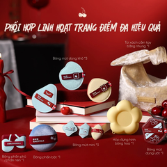 Bộ bông phấn đa năng Amortals phiên bản Cherry Series, (gồm 6 Bông phấn lớn + 3 Bông phấn mini + 1 Hộp đựng + 1 Túi vải nhung)