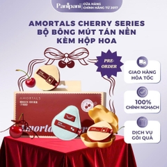 Bộ bông phấn Amortal phiên bản Cherry Series (gồm 2 bông mút + 1 hộp đựng hình bông hoa)