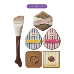 Bộ dụng cụ trang điểm Amortals OK (gồm 3 bông phấn+1 cọ+1 hộp giấy pha màu trang điểm+1 hộp đựng)