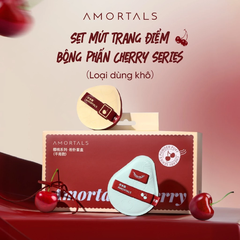 Bộ bông phấn Amortal phiên bản Cherry Series (gồm 2 bông mút + 1 hộp đựng hình bông hoa)