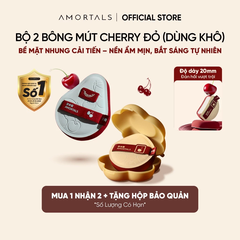Bộ bông phấn Amortal phiên bản Cherry Series (gồm 2 bông mút + 1 hộp đựng hình bông hoa)