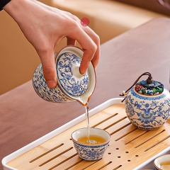 QUÀ TẶNG BỘ ẤM TRÀ DU LỊCH ĐẦY ĐỦ  ( Túi vải xanh )