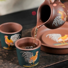 Bộ ấm tử sa lão đáy tào thanh đại kê đẹp 250ml Vương Hải Đông