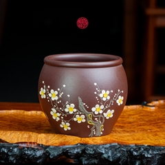 CHÉN TRÀ CHỦ TỬ SA ĐÁY TÀO THANH VẼ HOA MAI (150ml)