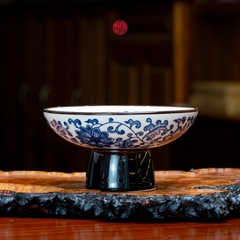 CHÉN SỨ VẼ TAY ĐỰNG HOA QUẢ (Chữ Thọ)
