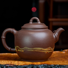 ẤM TRÀ TỬ SA ĐÁY TÀO THANH DÁNG TRÚC CÁCH ĐIỆU ( 200ml )