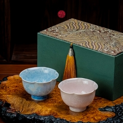 CẶP CHÉN TRÀ SỨ HỒNG BĂNG - THANH BĂNG (100ml)