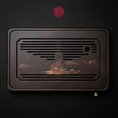 KHAY TRÀ TRE MÀU ĐEN KHẮC THUẬN BUỒM XUÔI GIÓ ( 38x22x4cm )