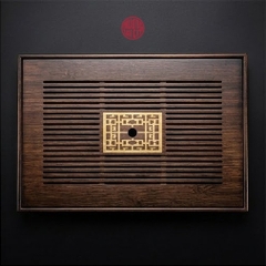 KHAY TRÀ TRE MÀU ĐEN KHẮC PHÚC HỒI VĂN ( 40x28x4 cm )
