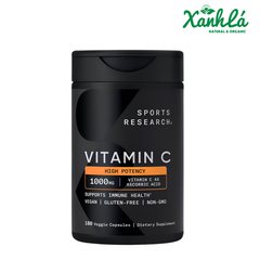 SPORTS RESEARCH VITAMIN C 1000MG – TĂNG ĐỀ KHÁNG, SÁNG DA TỪ BÊN TRONG 180v