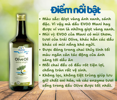 DẦU EXTRA VIRGIN OLIU HỮU CƠ MANI 1 LÍT