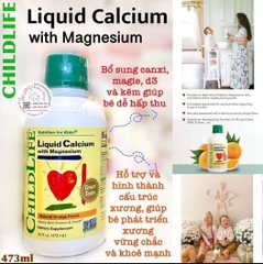 Thực phẩm bảo vệ sức khỏe ChildLife Liquid Canxi with Magie D3 Kẽm 473ml ( Chai )