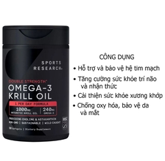 Omega 3 Nhuyễn thể Sports Research Omega-3 Krill Oil Double Strength 1000mg ( 60v )
