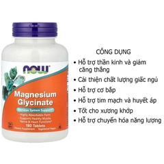 Magie Glycinate của NOW hàm lượng 200mg 180v ( Hộp )