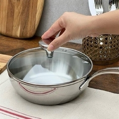CHẢO ĐÚC INOX SÂU LÒNG 3 LỚP KAIYO VUNG KÍNH 20CM