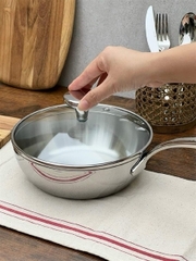 CHẢO ĐÚC INOX SÂU LÒNG 3 LỚP KAIYO VUNG KÍNH 16CM