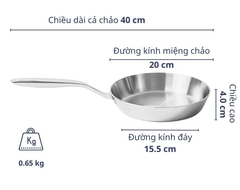 Chảo inox Kaiyo size 20 nông