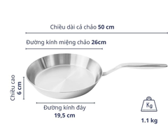 Chảo inox Kaiyo size 26 nông