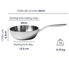 Chảo inox Kaiyo 20cm sâu lòng