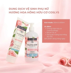 Dung dịch vệ sinh phụ nữ hương hoa hồng hữu cơ Coslys 250ml