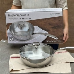 CHẢO ĐÚC INOX SÂU LÒNG 3 LỚP KAIYO VUNG KÍNH 18CM