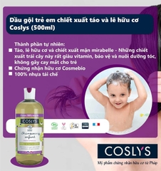 DẦU GỘI TRẺ EM CHIẾT XUẤT TÁO VÀ LÊ HỮU CƠ COSLYS 500ml