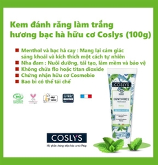Kem đánh răng the mát hương bạc hà hữu cơ Coslys 100gr