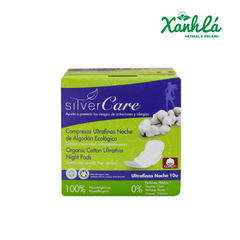 BĂNG VỆ SINH HỮU CƠ SIÊU MỎNG CÓ CÁNH BAN ĐÊM SILVERCARE 10 MIẾNG