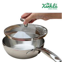 CHẢO ĐÚC INOX SÂU LÒNG 3 LỚP KAIYO VUNG KÍNH 16CM