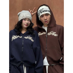 [NEW ARRIVAL] SET Hoodie Zip Ép Hàn 350Gsm PREMIUM Thêu Mắc Xích Heaven Sent - HS_CB002