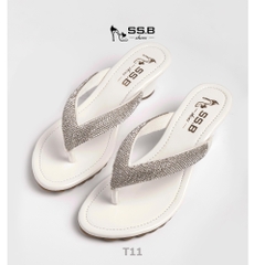 Dép nữ trung niên quai kẹp xoàn, đế xuồng cao 5cm êm nhẹ phong cách thời trang-T11