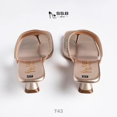Dép nữ trung niên quai kẹp xoàn mũi vuông gót xuồng sơn 5cm sang trọng - mã T43