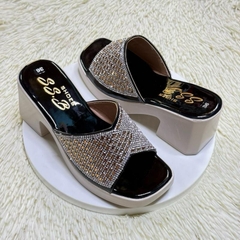 Dép nữ trung niên đế xuồng quai bản đính đá cao cấp, đế cao 7cm êm nhẹ, chống trượt-T25