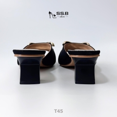 Dép nữ trung niên cao gót, quai bản khóa nơ xinh, gót cao 4cm - mã T45