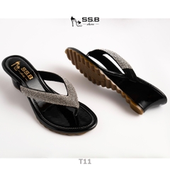 Dép nữ trung niên quai kẹp xoàn, đế xuồng cao 5cm êm nhẹ phong cách thời trang-T11