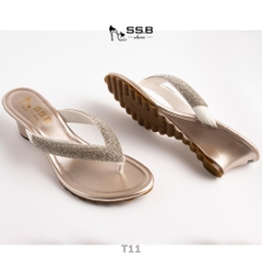 Dép nữ trung niên quai kẹp xoàn, đế xuồng cao 5cm êm nhẹ phong cách thời trang-T11