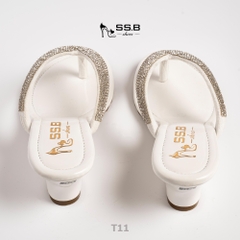 Dép nữ trung niên quai kẹp xoàn, đế xuồng cao 5cm êm nhẹ phong cách thời trang-T11