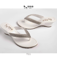 Dép nữ trung niên quai kẹp xoàn, đế xuồng cao 5cm êm nhẹ phong cách thời trang-T11