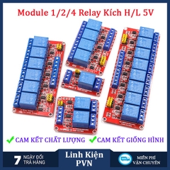 Module Relay 5V 1/ 2/ 4/ 8 kênh có cách ly opto, tùy chọn mức kích High/Low 10A