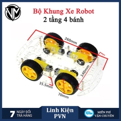 [FULL BỘ] Bộ khung xe Robot 2 tầng 4 bánh bằng Mica trong suốt