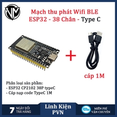 Kit ESP32 38 chân CP2102 Micro USB/TypeC – Mạch Lập Trình IoT WiFi Bluetooth Cho Arduino