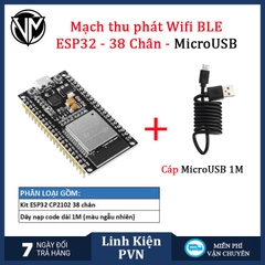 Kit ESP32 38 chân CP2102 Micro USB/TypeC – Mạch Lập Trình IoT WiFi Bluetooth Cho Arduino