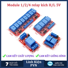Module Relay 5V 1/ 2/ 4/ 8 kênh có cách ly opto, tùy chọn mức kích High/Low 10A