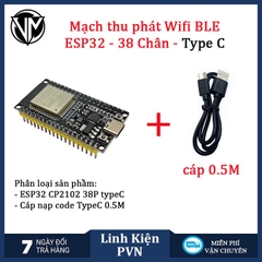 Kit ESP32 38 chân CP2102 Micro USB/TypeC – Mạch Lập Trình IoT WiFi Bluetooth Cho Arduino